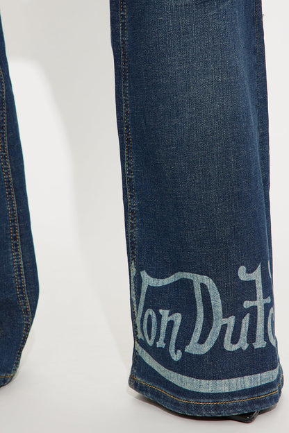 Von Dutch Tinted Low Rise Flare Jeans - Vintage Wash