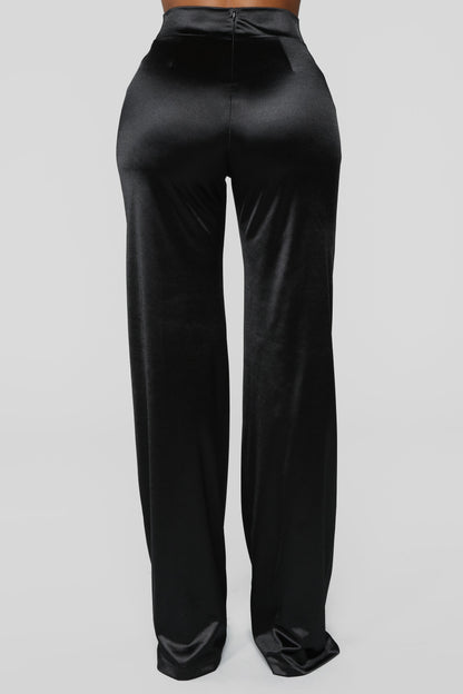 Make A Wish Stretch Satin Pants - Black