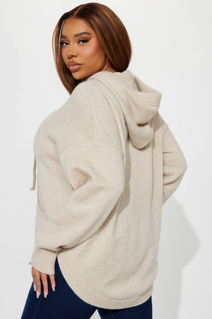 Never Parting Ways Hooded Sweater - Taupe