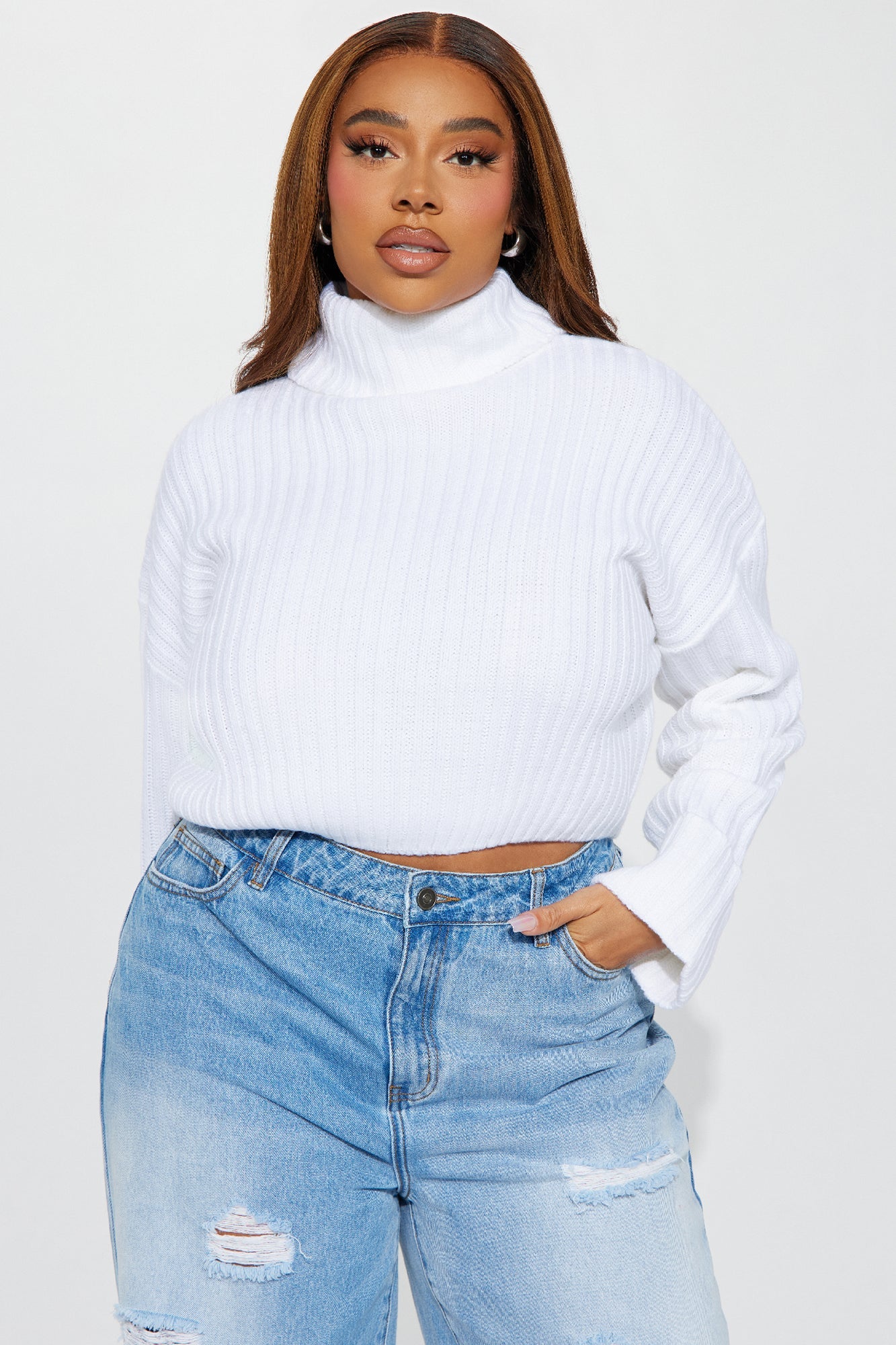 Saree Turtleneck Sweater - White