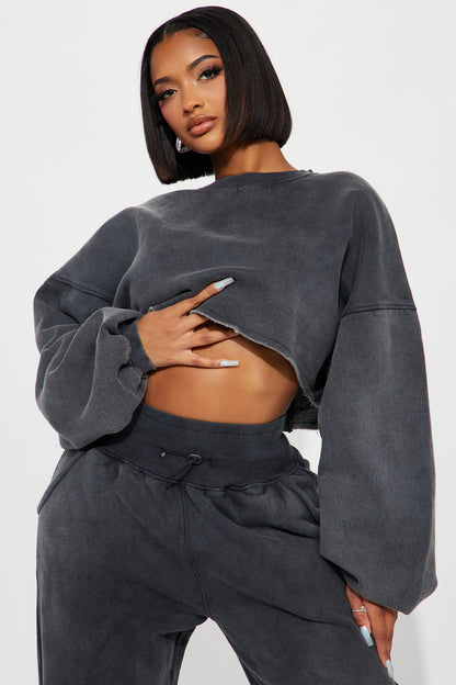 Feeling Good Fleece Jogger Set - Charcoal