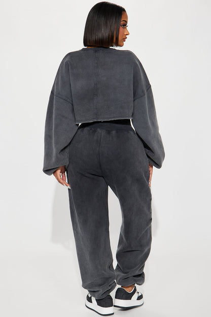 Feeling Good Fleece Jogger Set - Charcoal