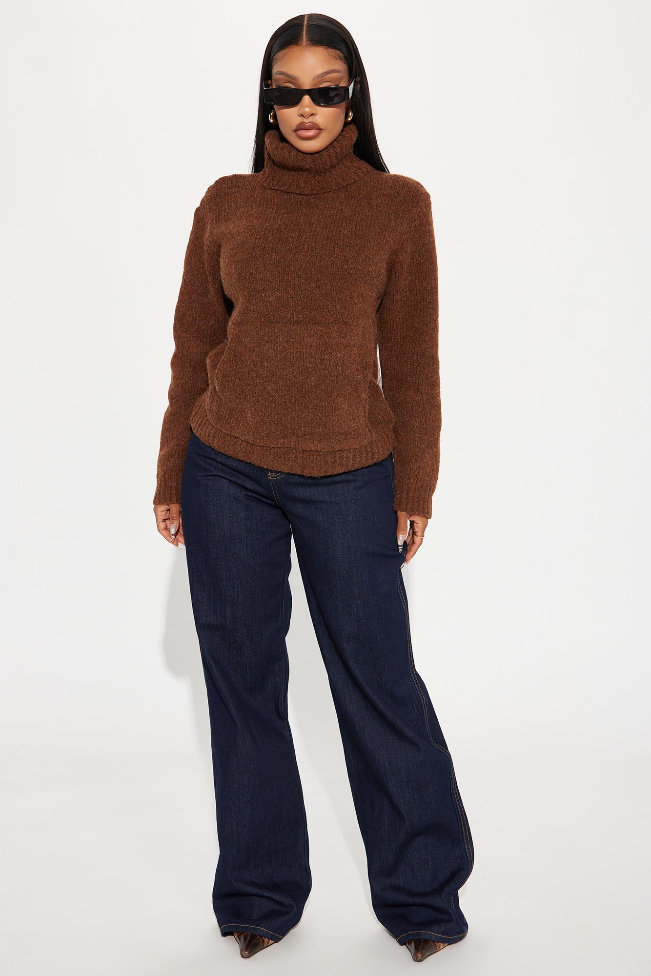 Feels Like Fall Turtle Neck Sweater - Chocolate