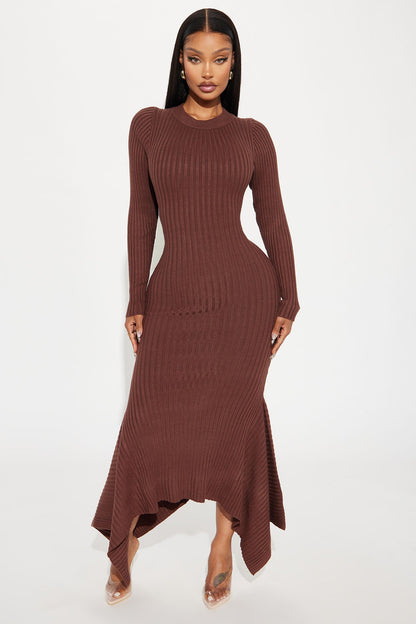 Kaylie Sweater Maxi Dress - Chocolate