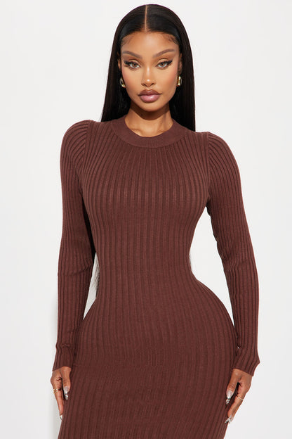 Kaylie Sweater Maxi Dress - Chocolate