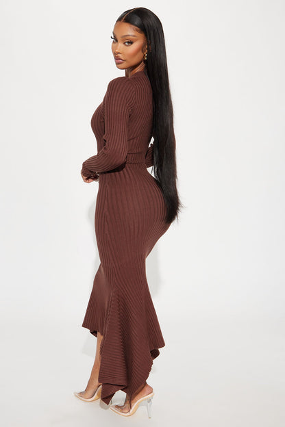 Kaylie Sweater Maxi Dress - Chocolate