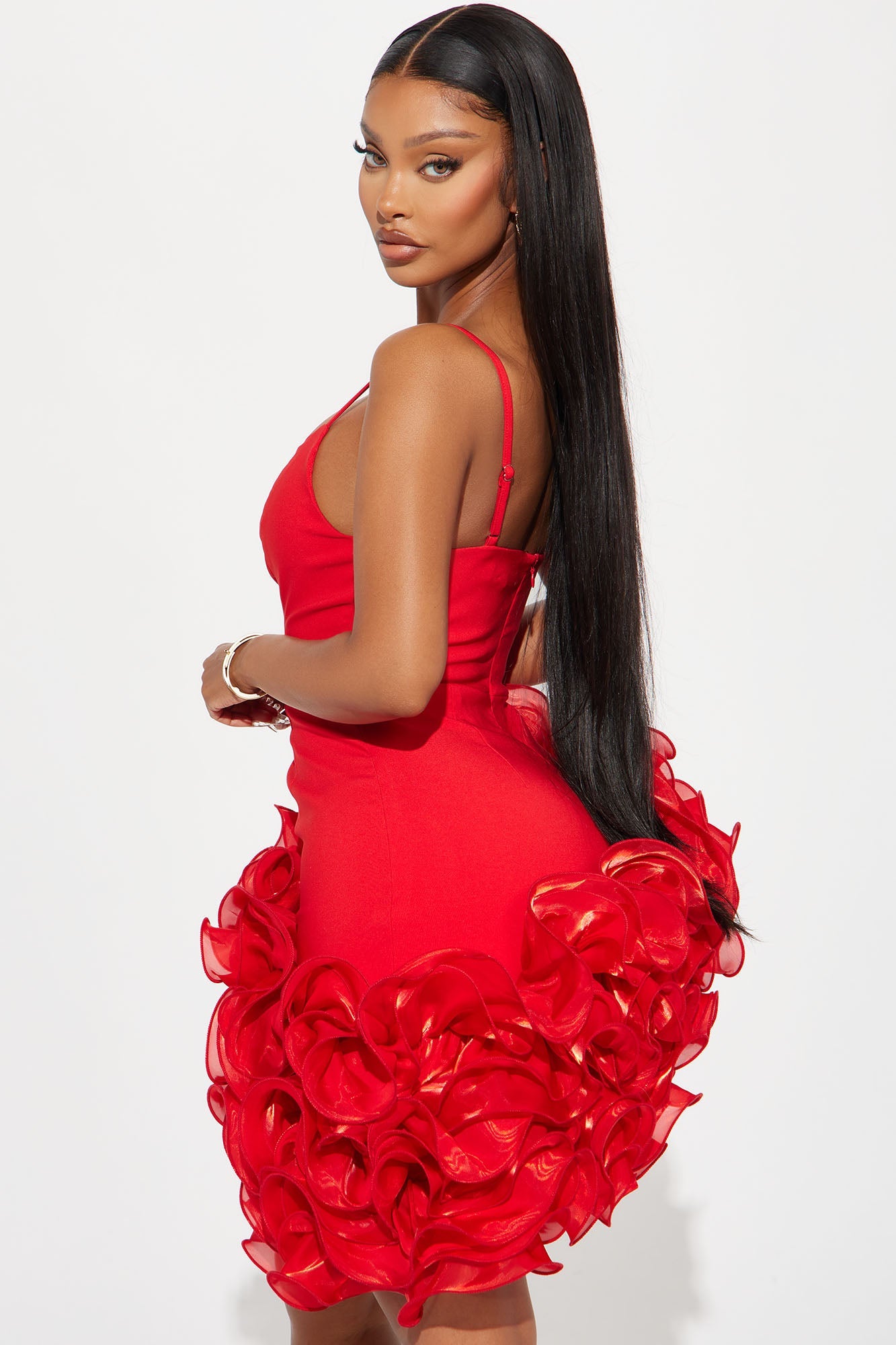 Bossa Nova Ruffle Mini Dress - Red