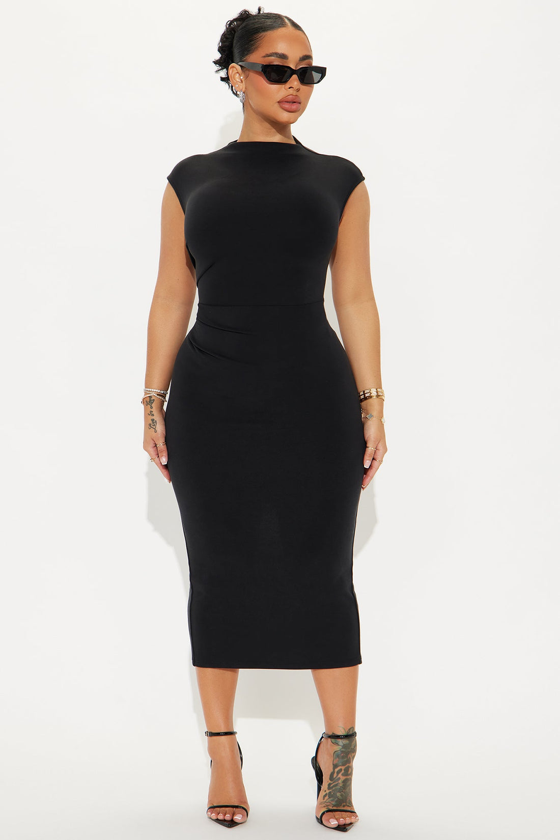 Carrie Ruched Body Sculpting Midi Dress - Black