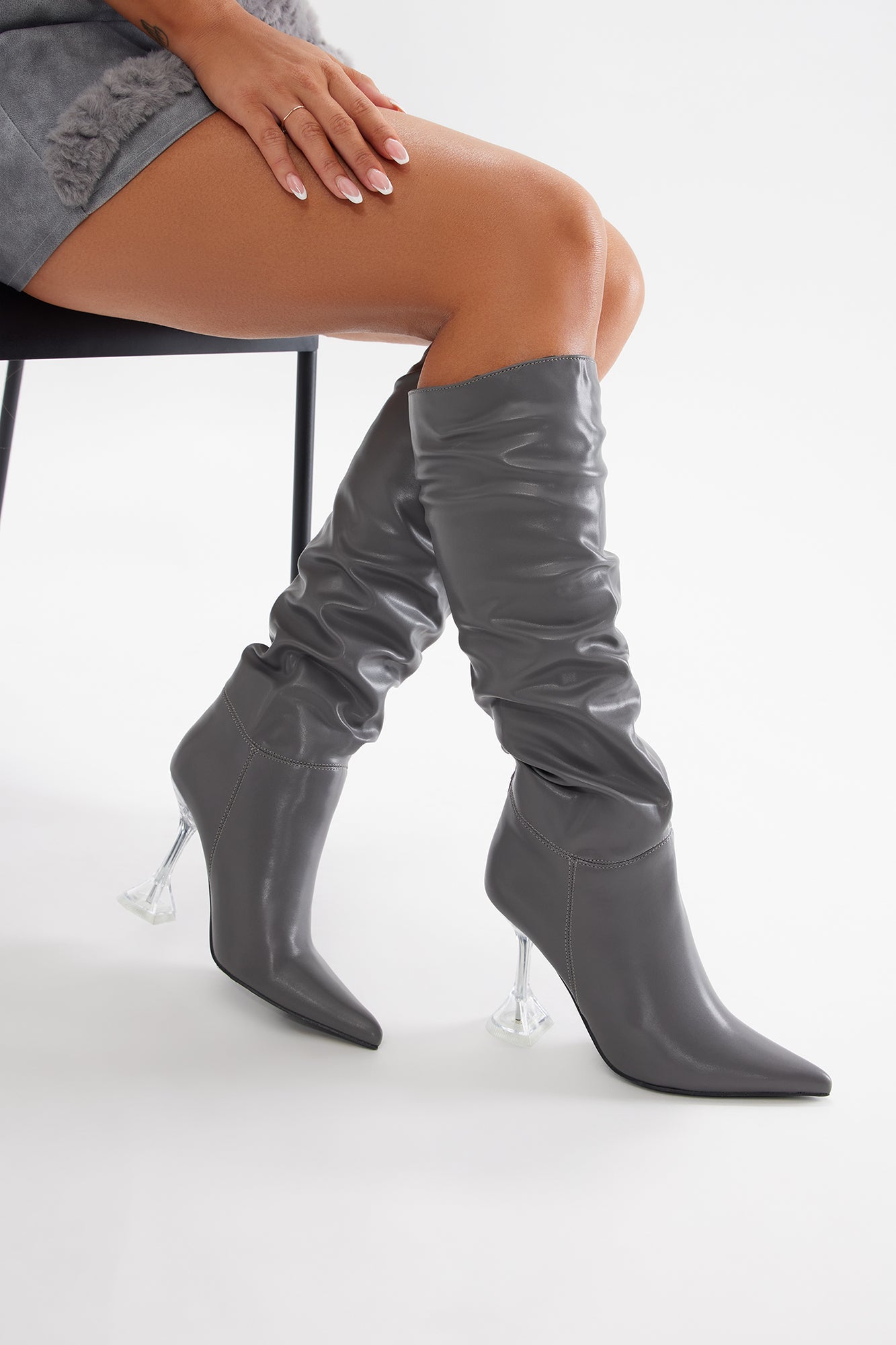 Cyrus Knee High Boots - Grey