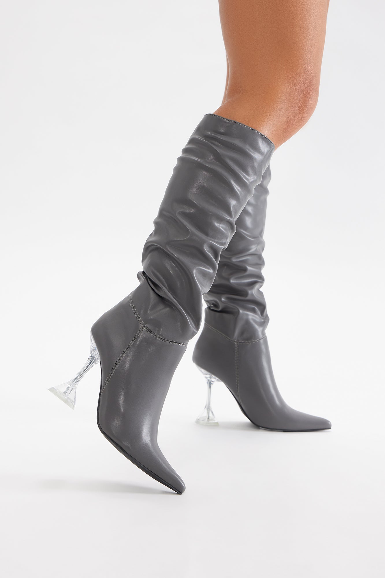 Cyrus Knee High Boots - Grey