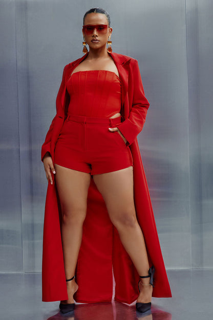 Margo Maxi Blazer Short Suit Set - Red