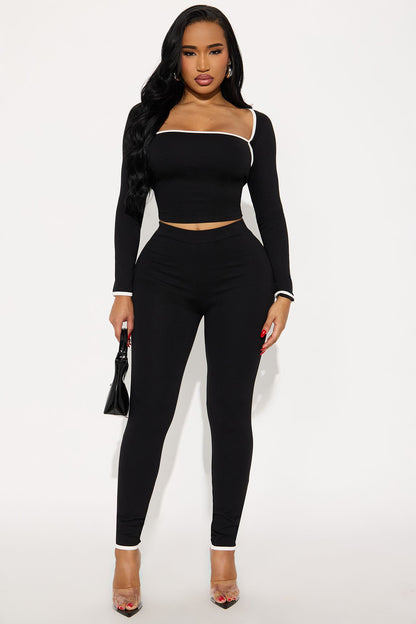 Bri Skinny Leg Pant Set - Black/White