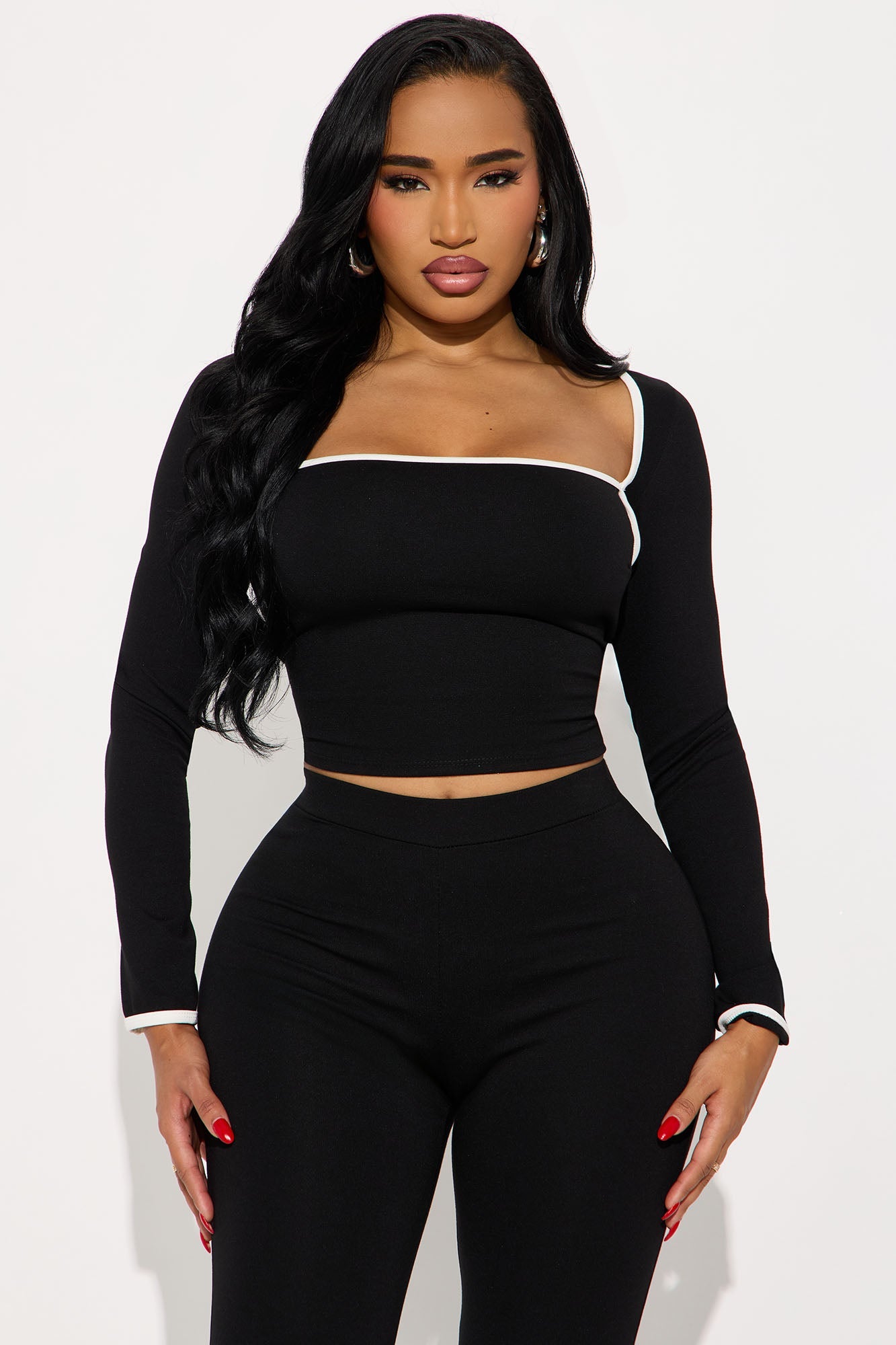 Bri Skinny Leg Pant Set - Black/White
