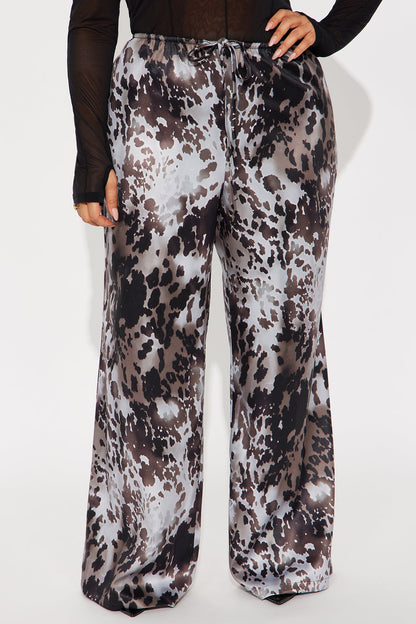 Kehlani Animal Print Wide Leg Pant - Brown/combo