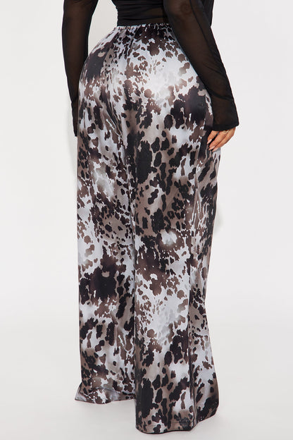 Kehlani Animal Print Wide Leg Pant - Brown/combo