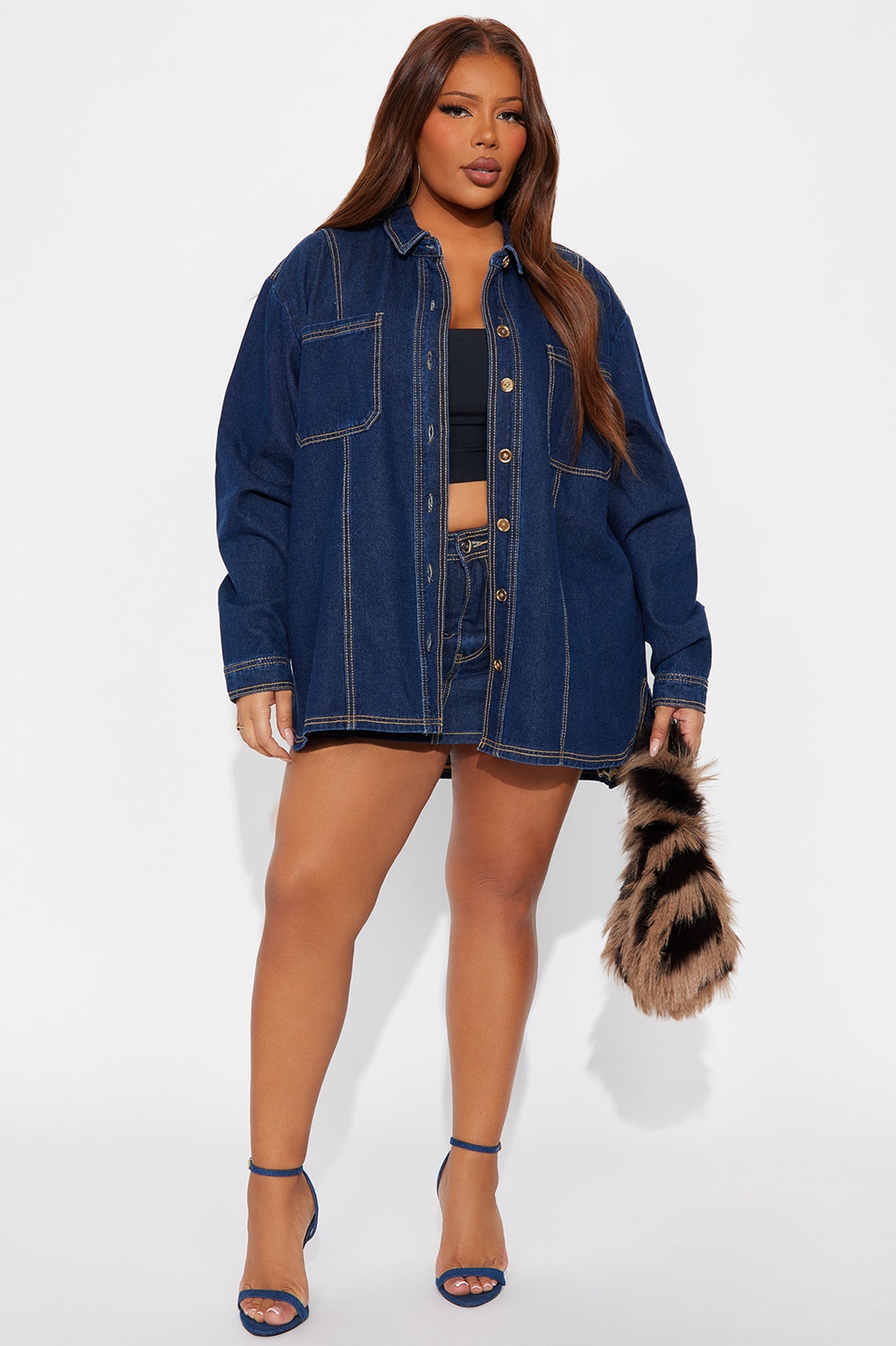 Coffee Dates Oversized Denim Jacket - Dark Wash