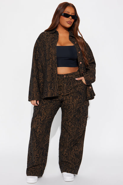 Bite Back Cargo Straight Leg Jeans - Brown/combo