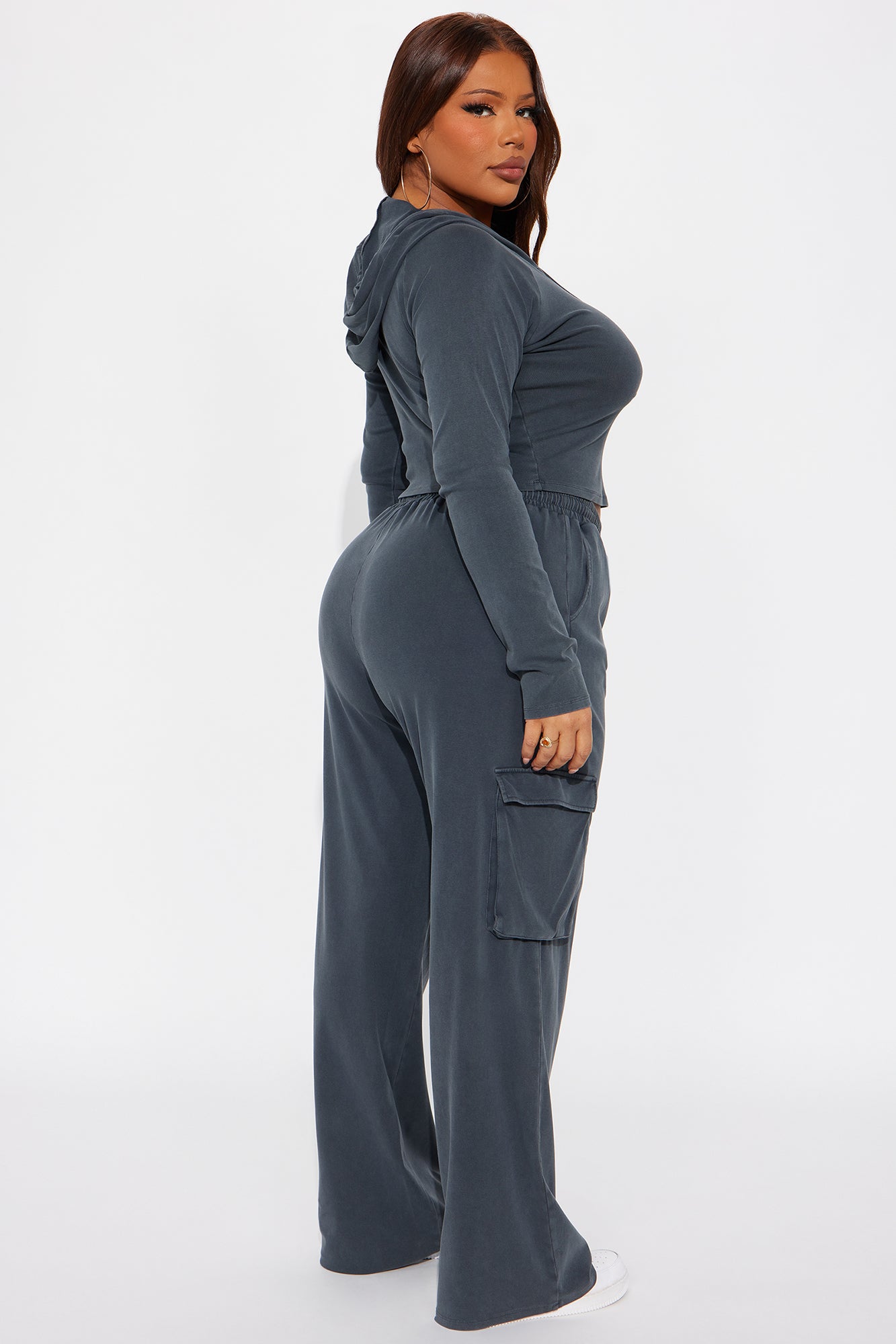 Keep It Casual Washed Pant Set - Charcoal