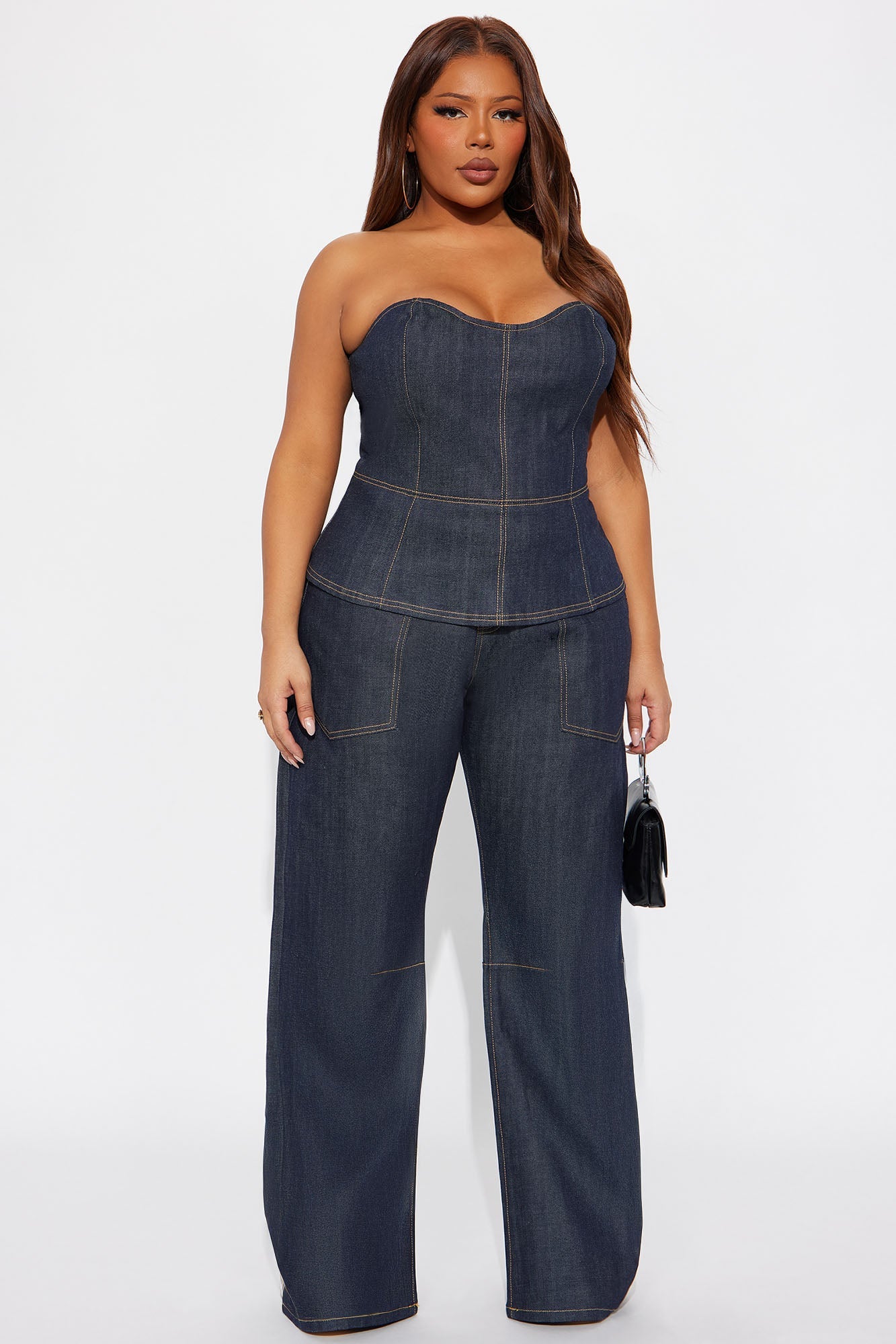 Premium Selvedge Denim Bustier Top - Dark Denim