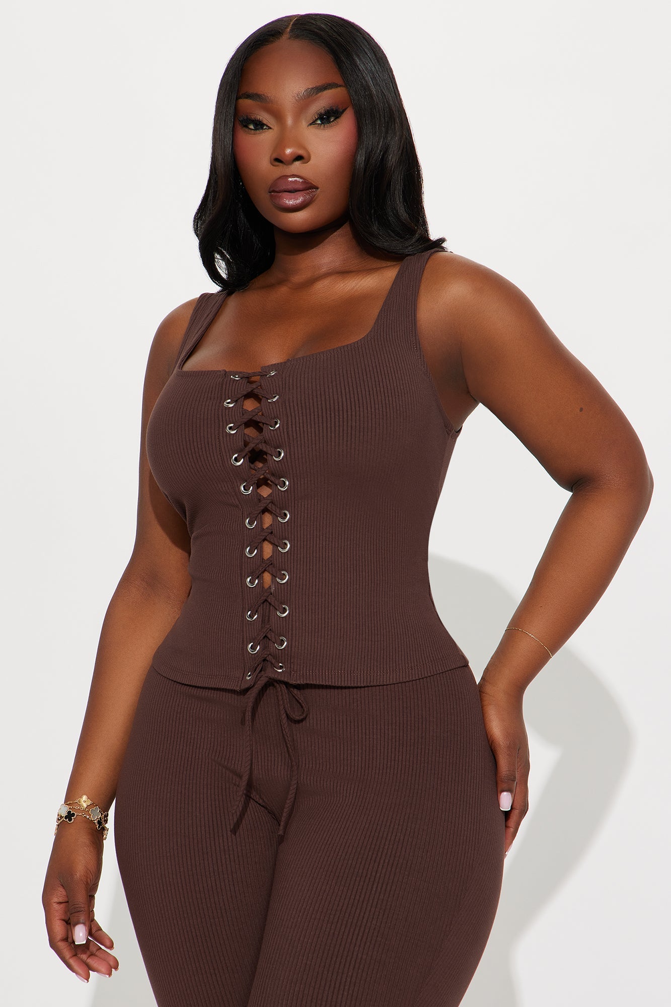 Carina Snatched Pant Set - Chocolate