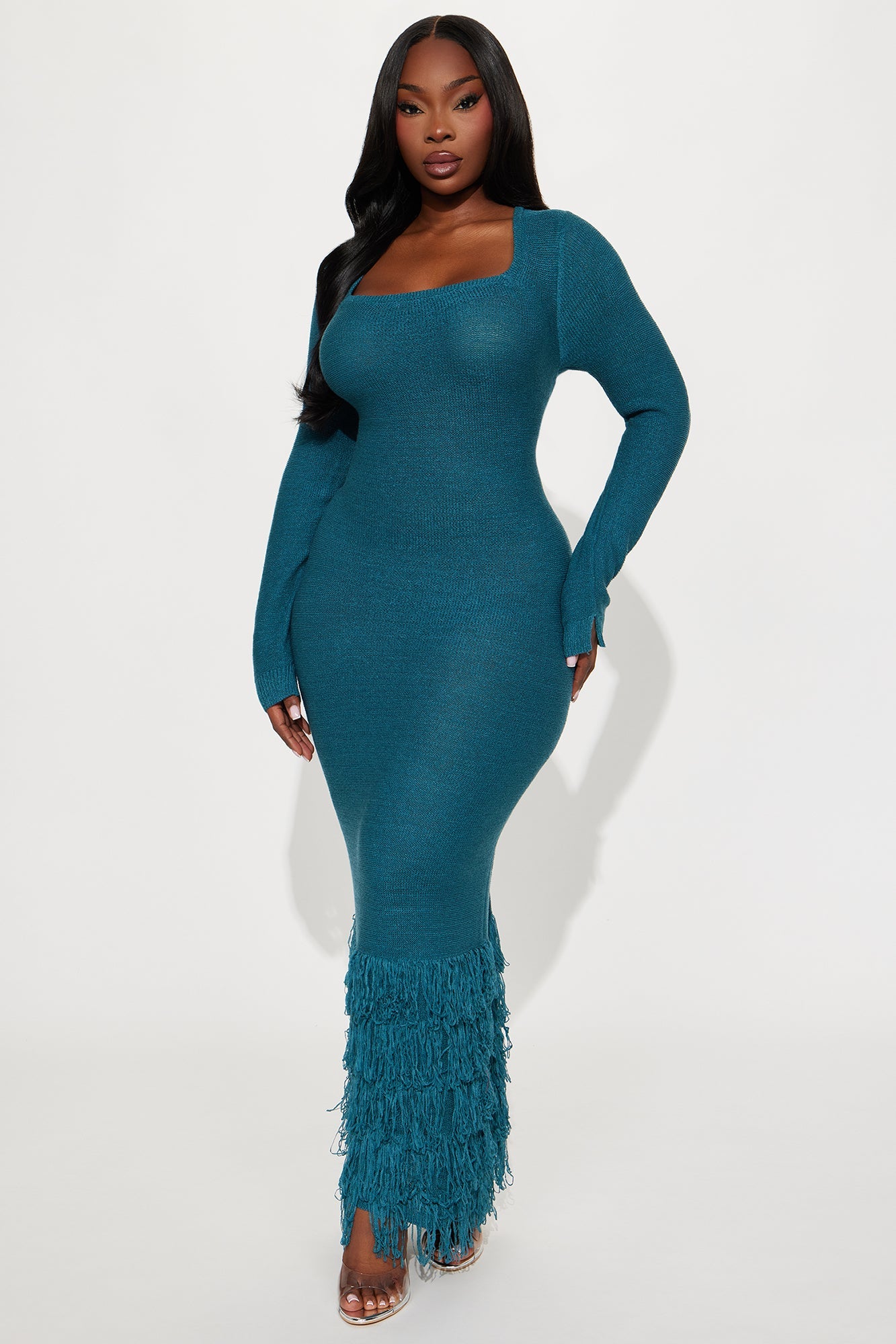 Delany Long Sleeve Knit Maxi Dress - Teal