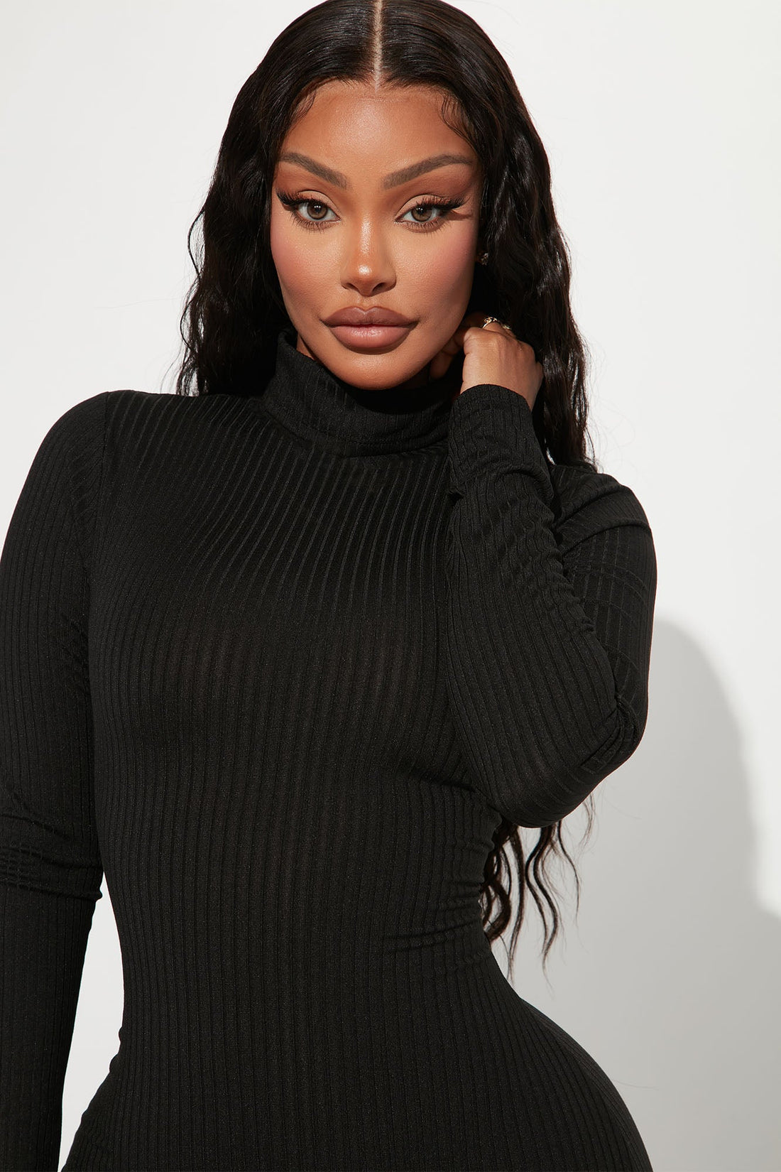 Monique Ribbed Maxi Dress - Black