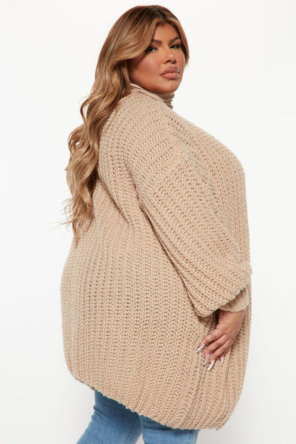 Real Love Open Front Cardigan - Taupe