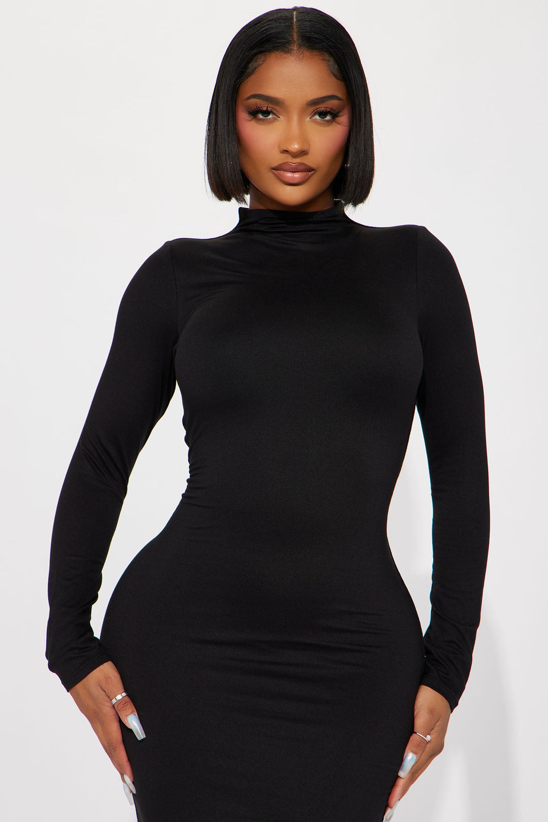 Efina Double Lined Midi Dress - Black