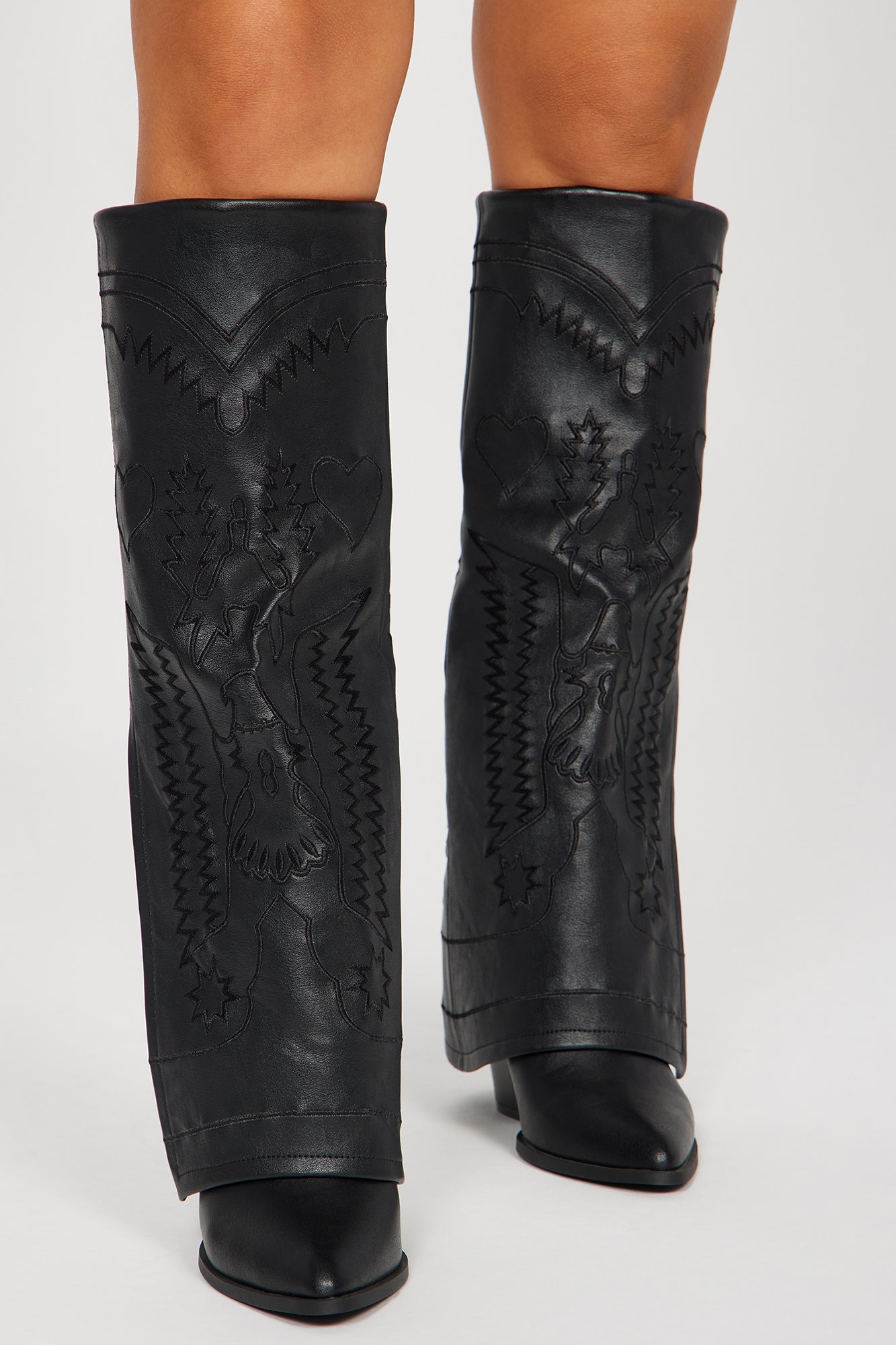 Keep Guessing Knee High Heeled Boots - Black