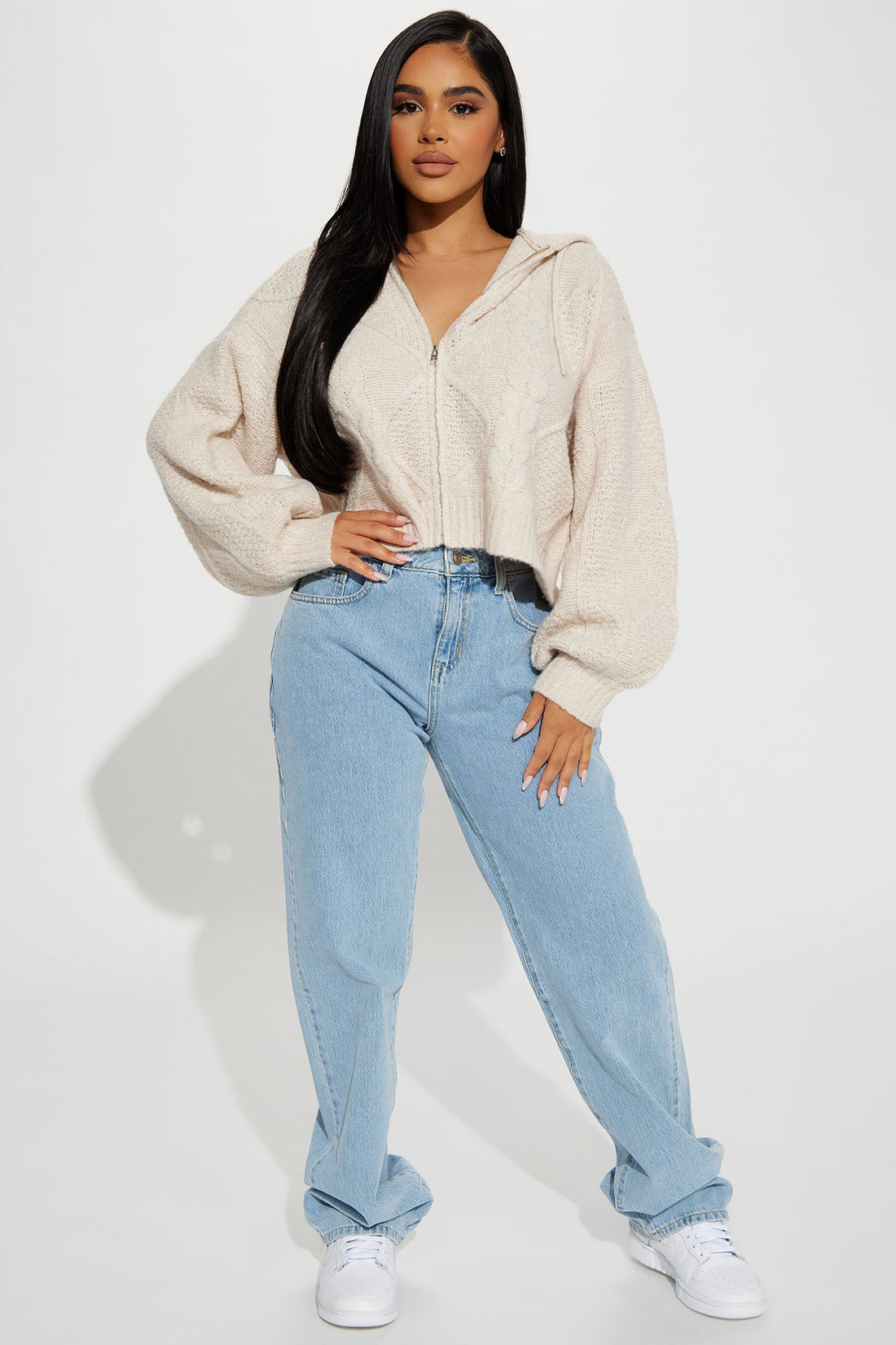 Ski Lodge Zip Up Sweater - Oatmeal