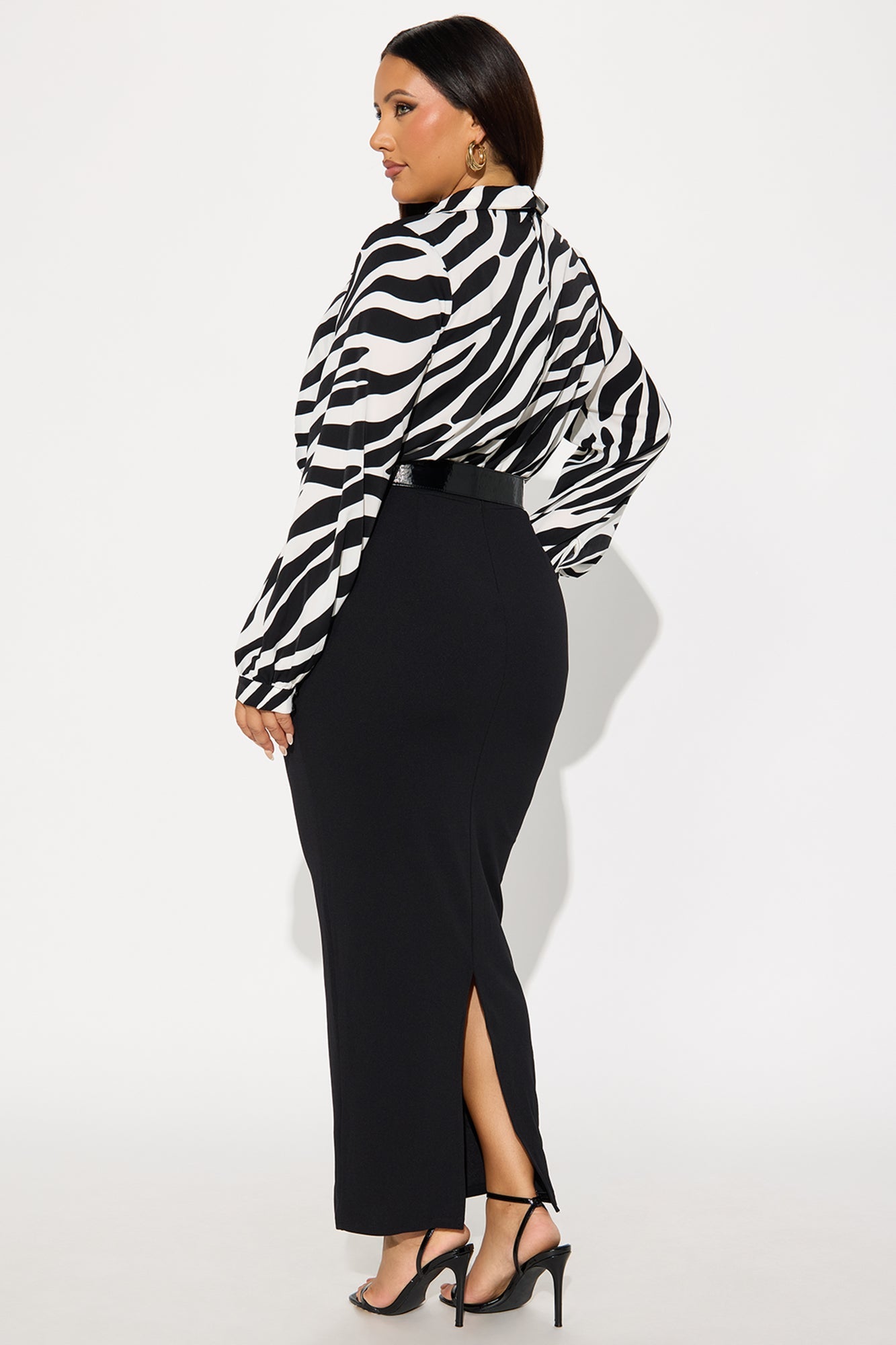 Soraya Belted Maxi Dress - Black/White