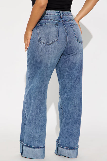 Tall On My Radar Cuffed Straight Leg Jeans - Medium Wash