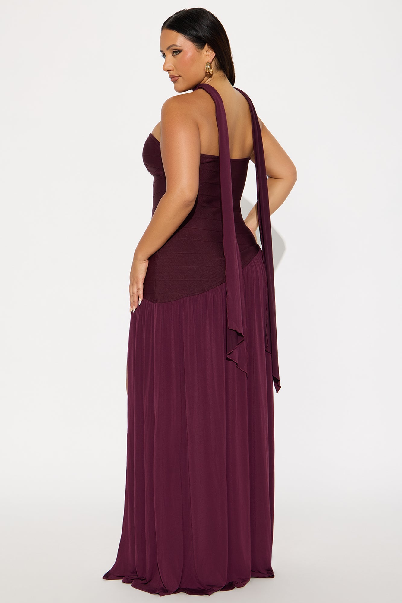 Amelia Drop Waist Bandage Gown - Plum