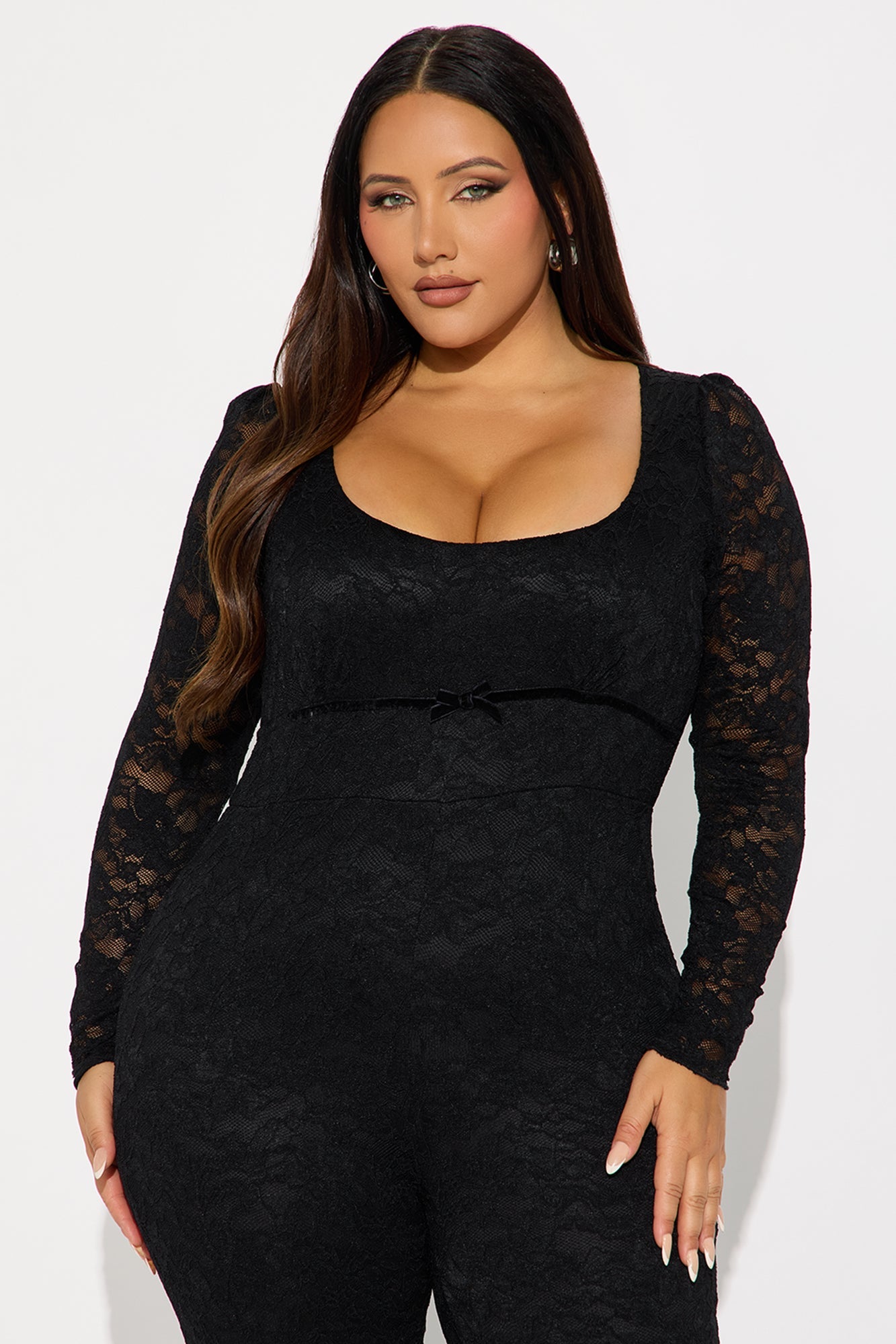 Antonina Lace Long Sleeve Jumpsuit - Black