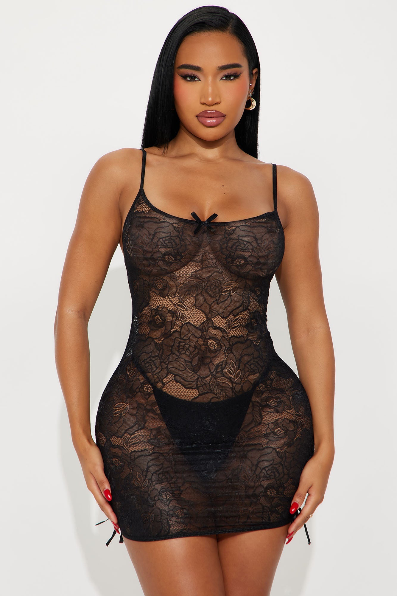 Unlace me Slowly Lace Chemise - Black