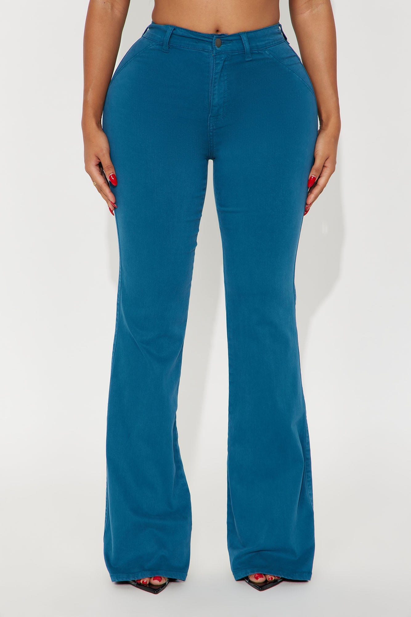 Classic Color Trouser Flare Jeans - Teal