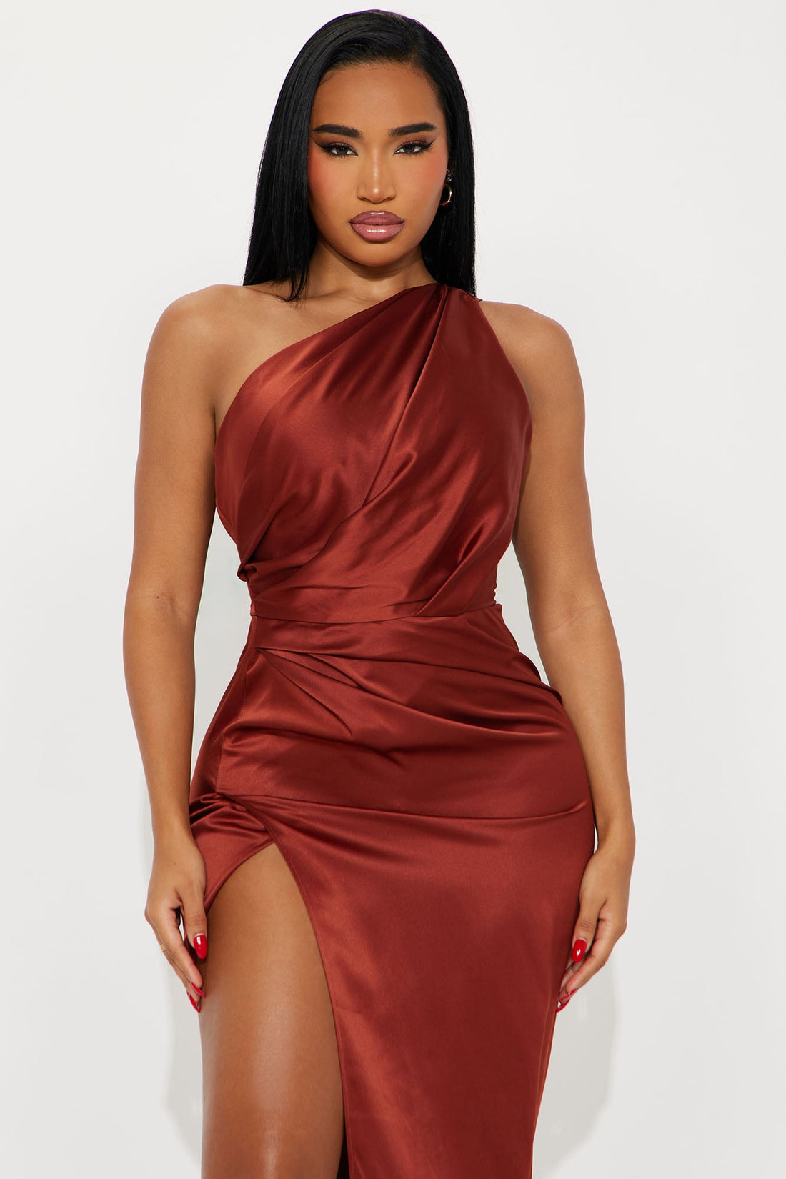 Gracie Satin Maxi Dress - Rust