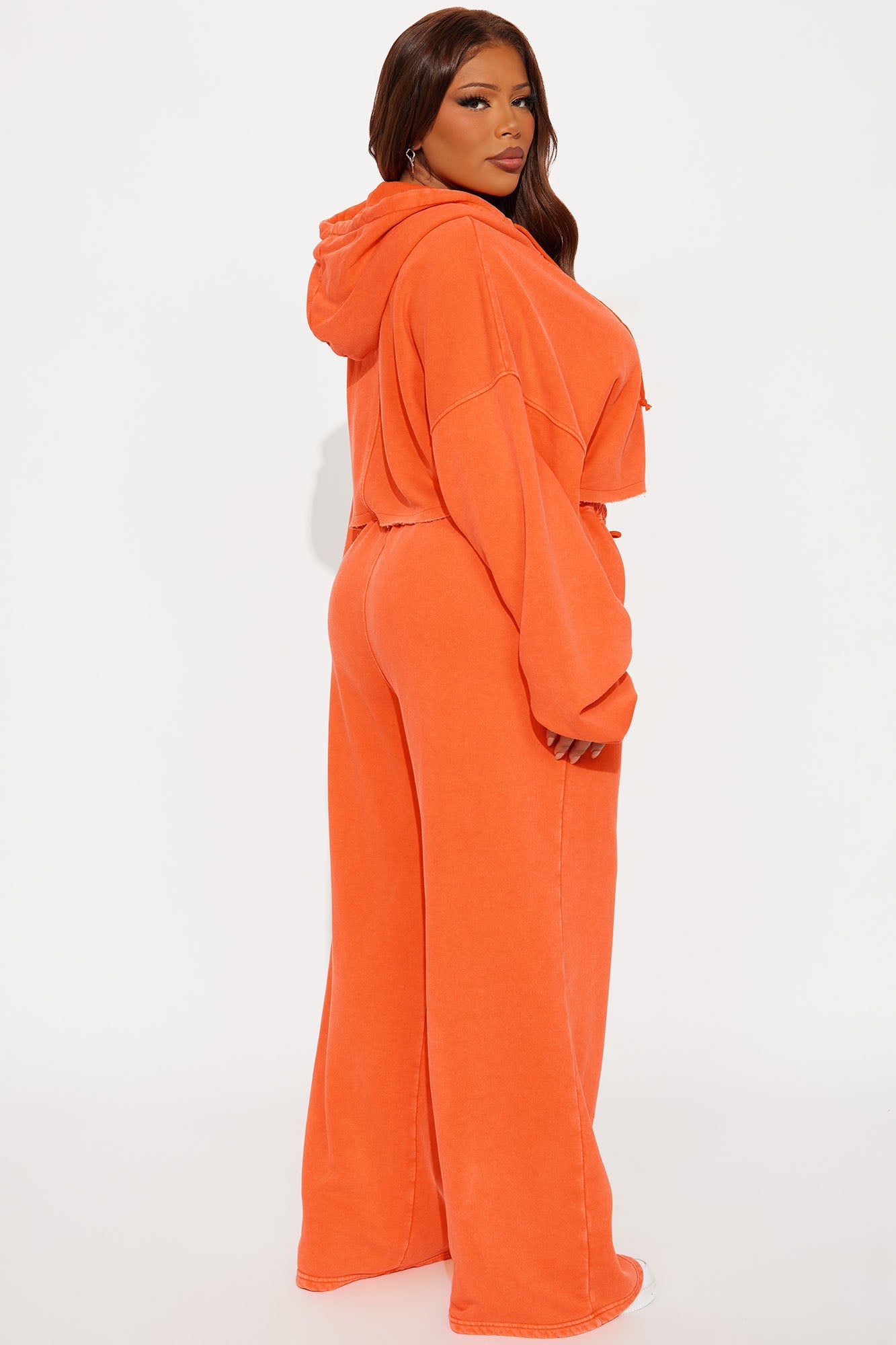 On The Go Fleece Pant Set - Orange