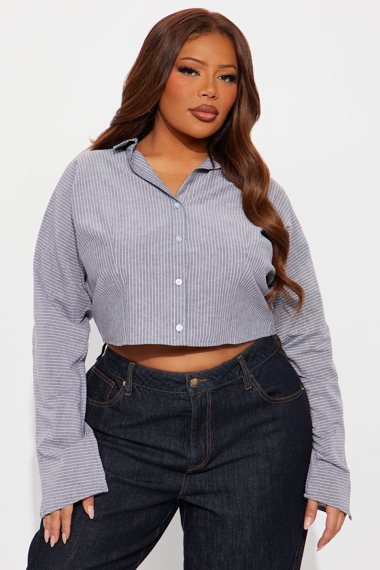 Beyond The Lines Pinstripe Shirt - Grey/combo
