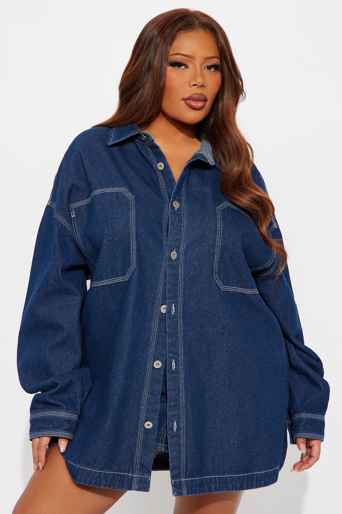 Dylan Contrast Denim Shirt - Dark Wash