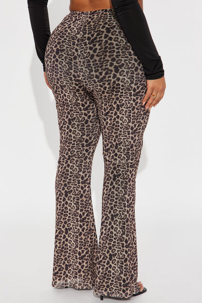 Make Them Chase Leopard Mesh Flare Pant 33″ - Leopard