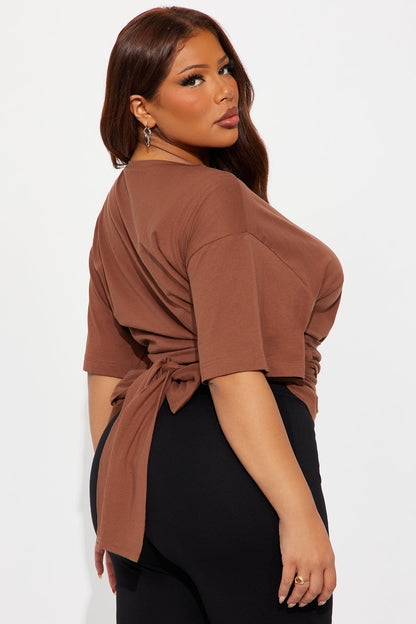 Zero Warning Tie Waist Short Sleeve Tshirt - Coco