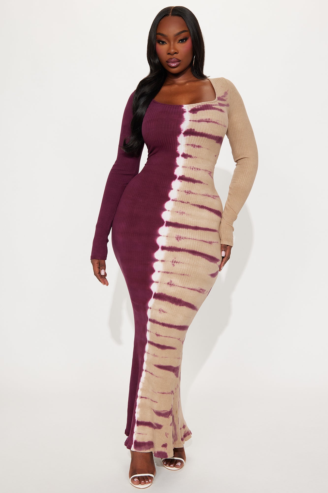 Emilia Tie Dye Ribbed Maxi Dress - Pink/combo