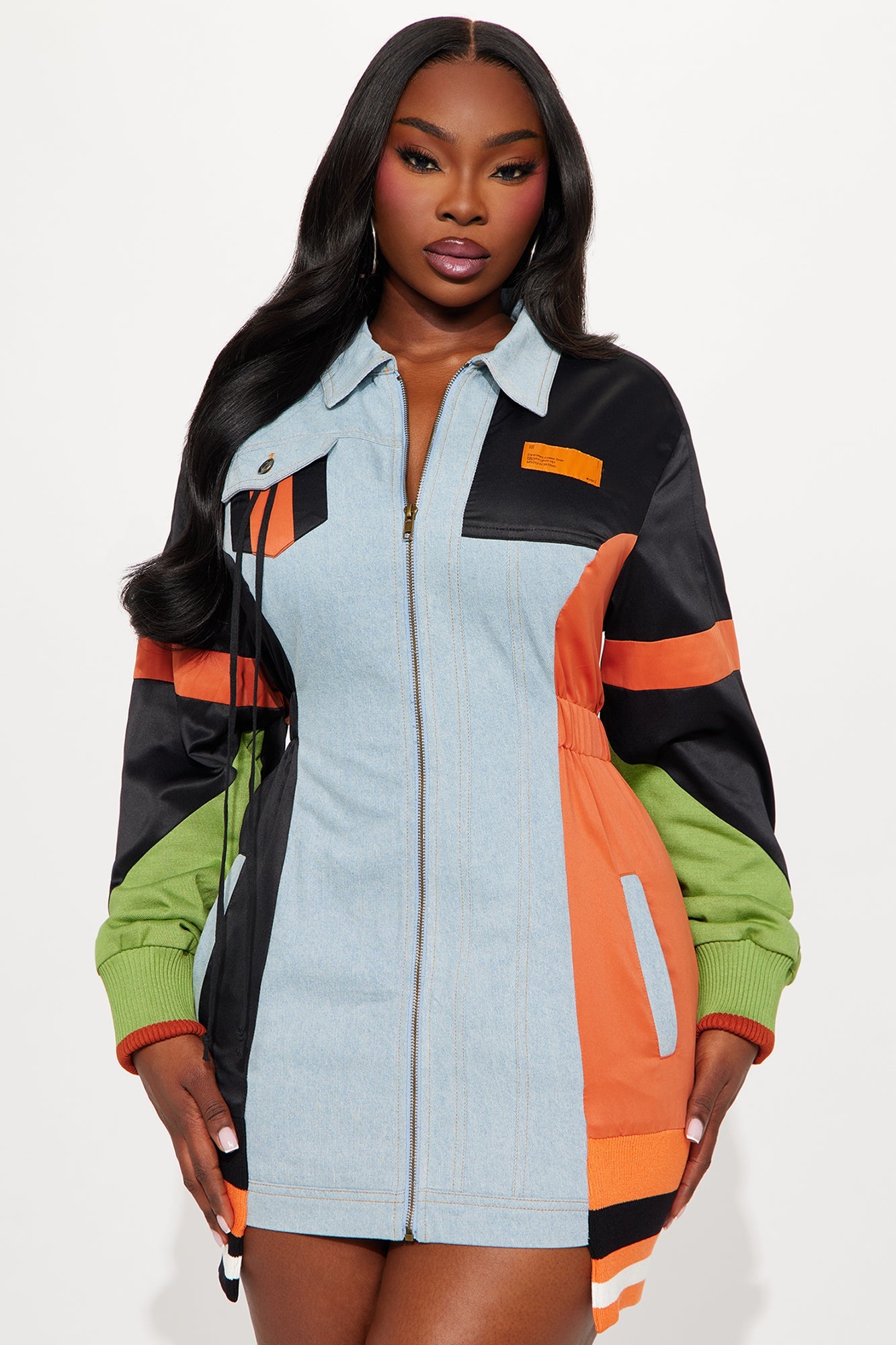 Sonic Zoom Denim Mini Dress - Black/combo