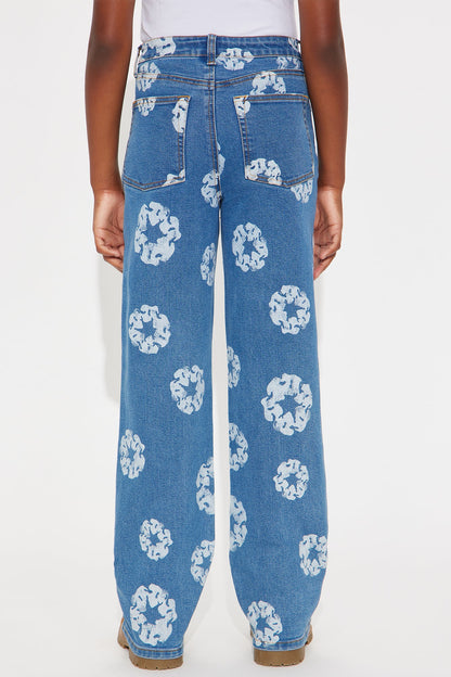 Mini Keep Blooming Straight Leg Jeans - Light Wash