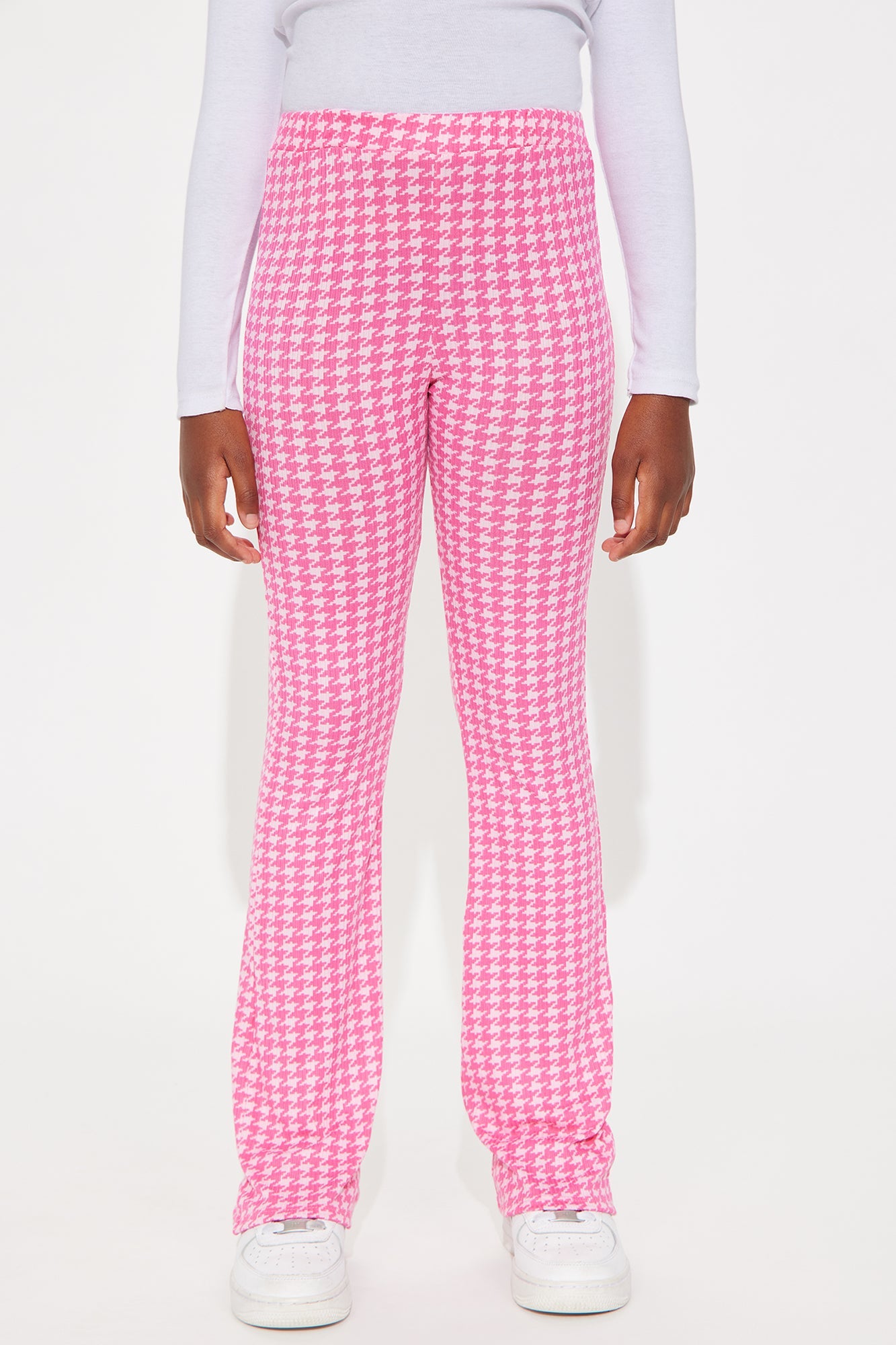 Mini Kayla Houndstooth Flare Legging - Hot Pink