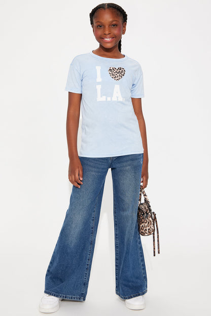 Mini I Love LA Washed Oversized Tee - Light Blue