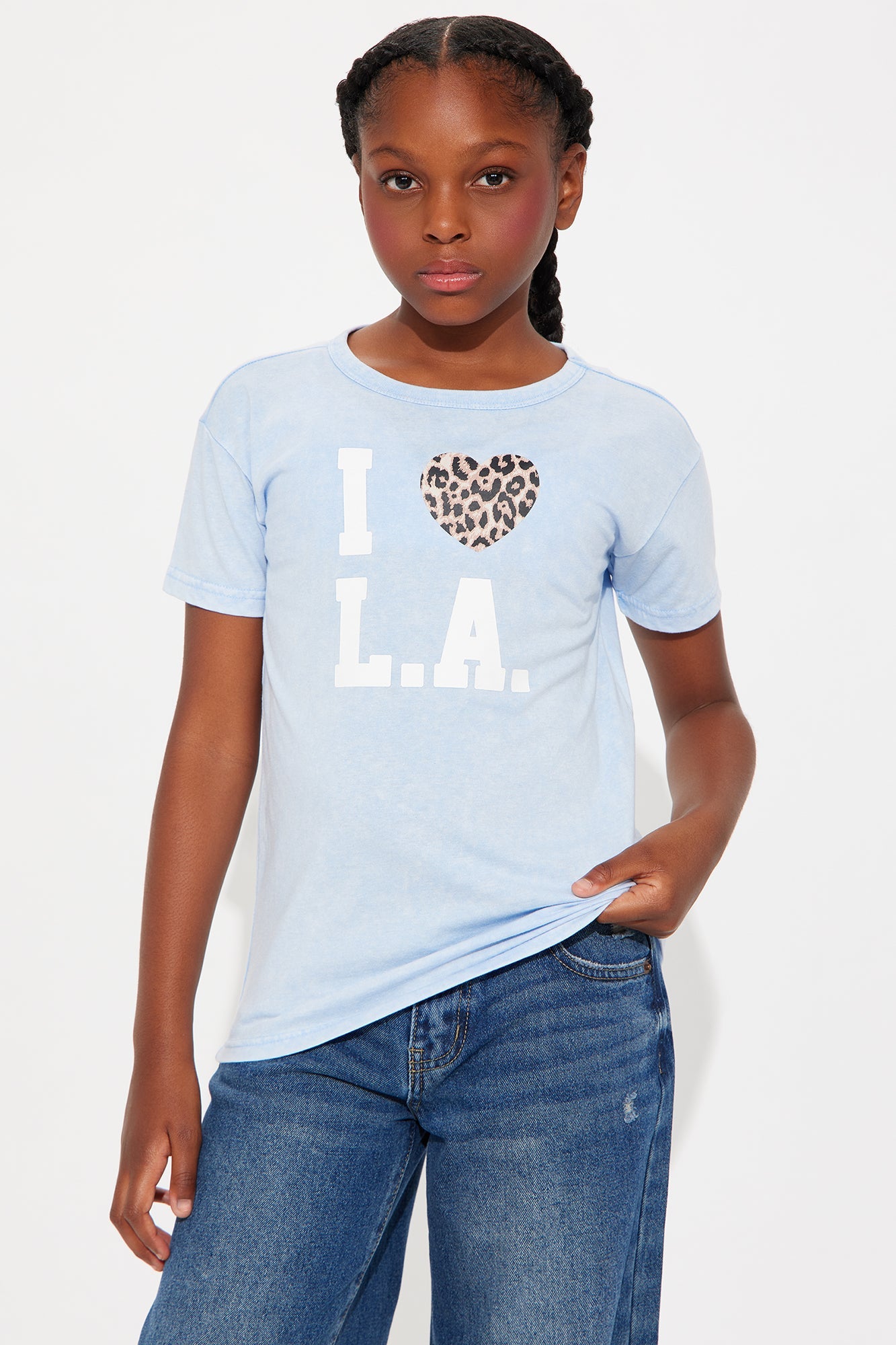Mini I Love LA Washed Oversized Tee - Light Blue