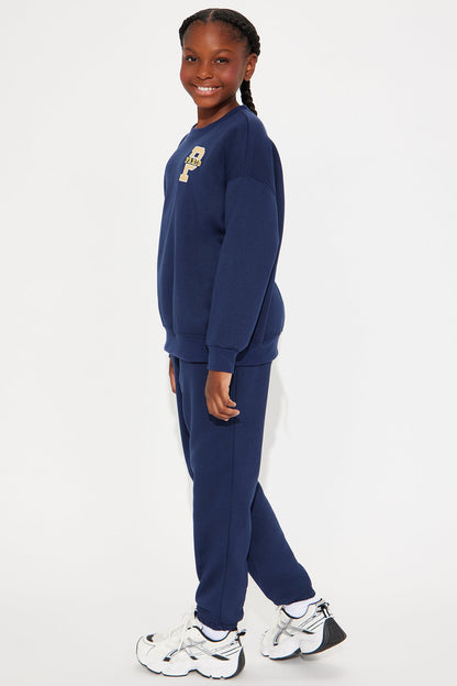 Mini Low Key Fleece Jogger Set - Navy