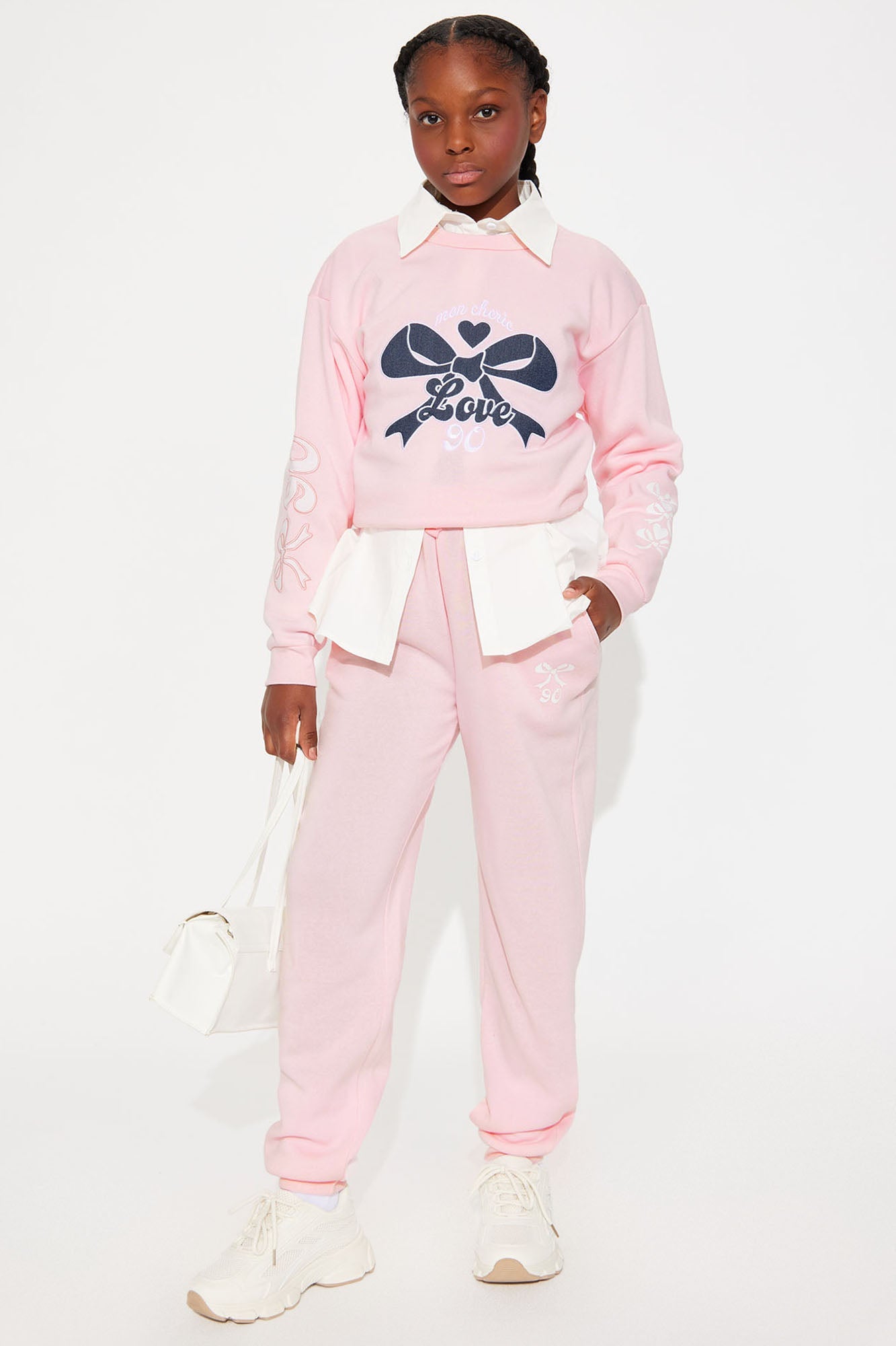 Mini Cutie Pie Vibe Sweatshirt And Jogger Pant Set - Pink